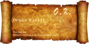 Orsós Kirill névjegykártya